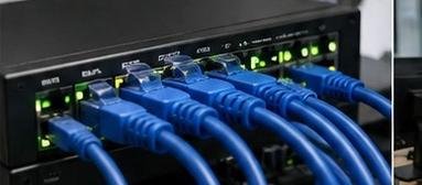 Network switch with patch cables connected